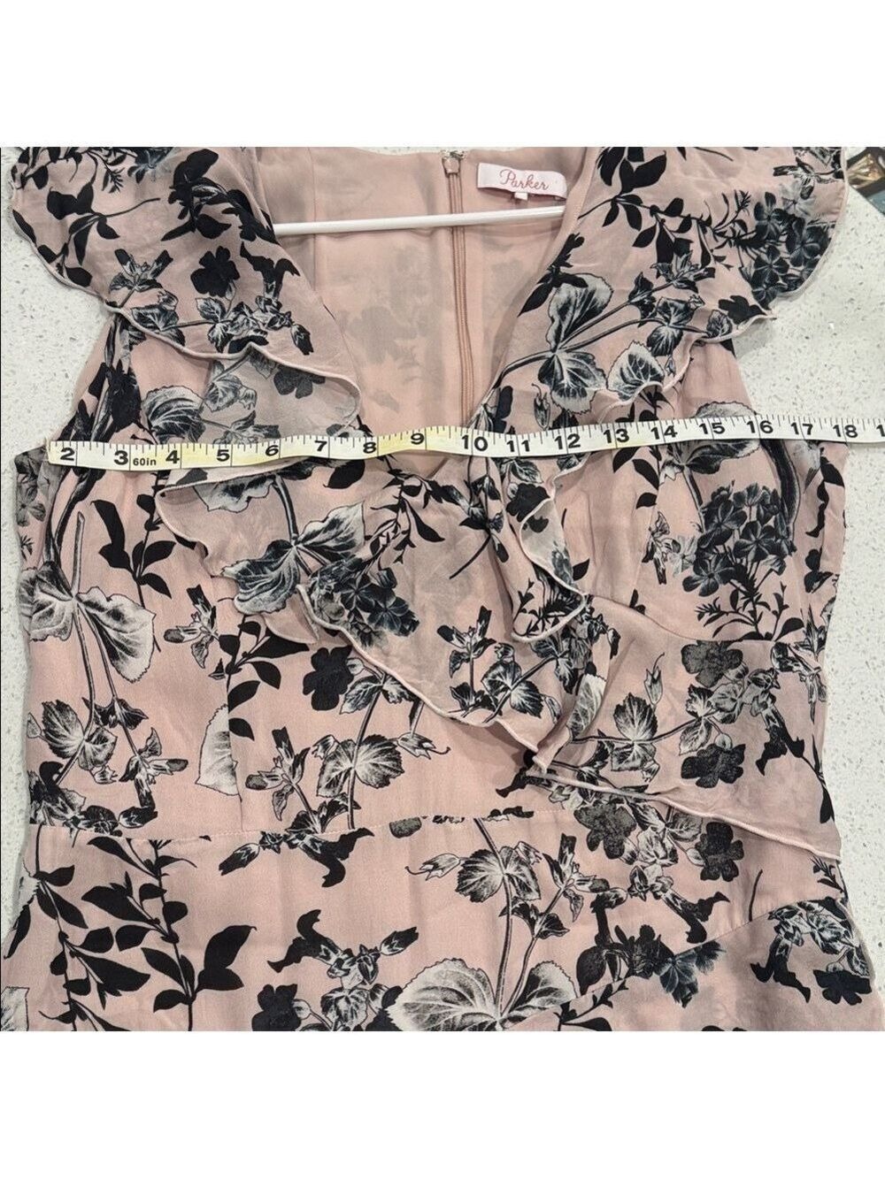 Parker Pink Floral Silk Tea Dress Size 10 - Picture 6 of 7